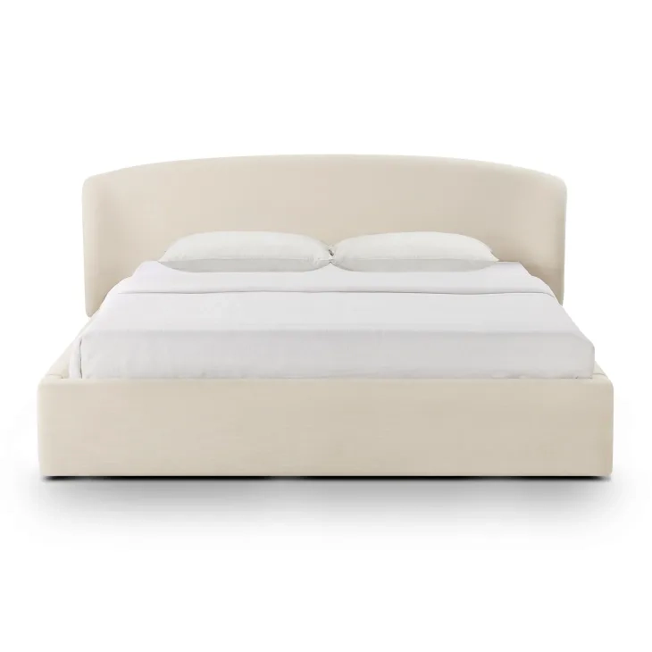 Corey Cream Performance Fabric King Upholstered Storage Panel Bed