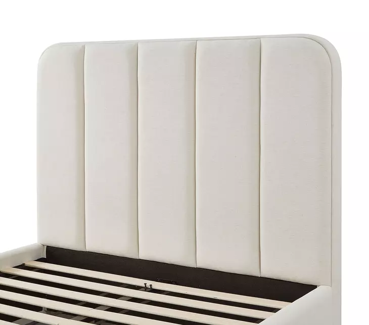 Parker Cream Performance Fabric Queen Upholstered Panel Bed