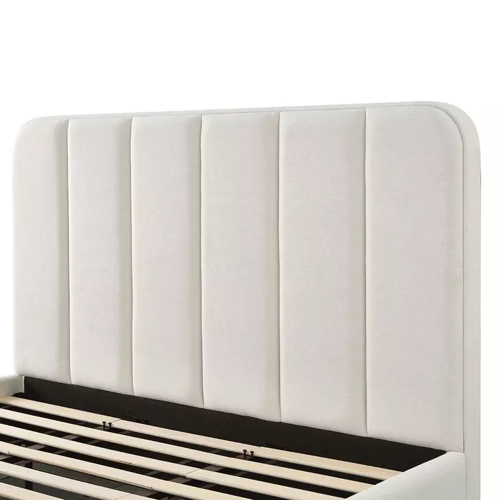 Parker Cream Performance Fabric King Upholstered Panel Bed
