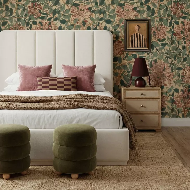 Parker Cream Performance Fabric King Upholstered Panel Bed