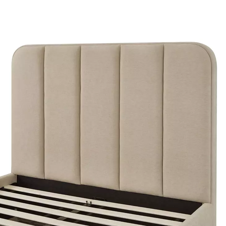 Parker Tan Performance Fabric Queen Upholstered Panel Bed