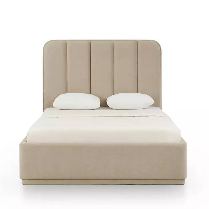 Parker Tan Performance Fabric Queen Upholstered Panel Bed