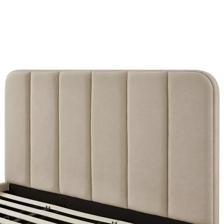 Parker Tan Performance Fabric King Upholstered Panel Bed