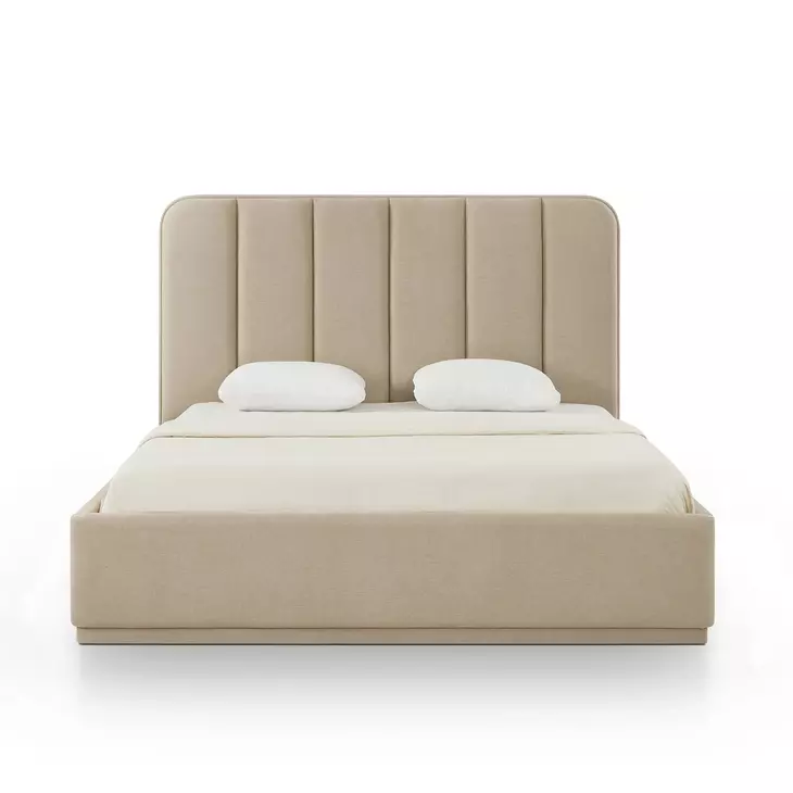 Parker Tan Performance Fabric King Upholstered Panel Bed