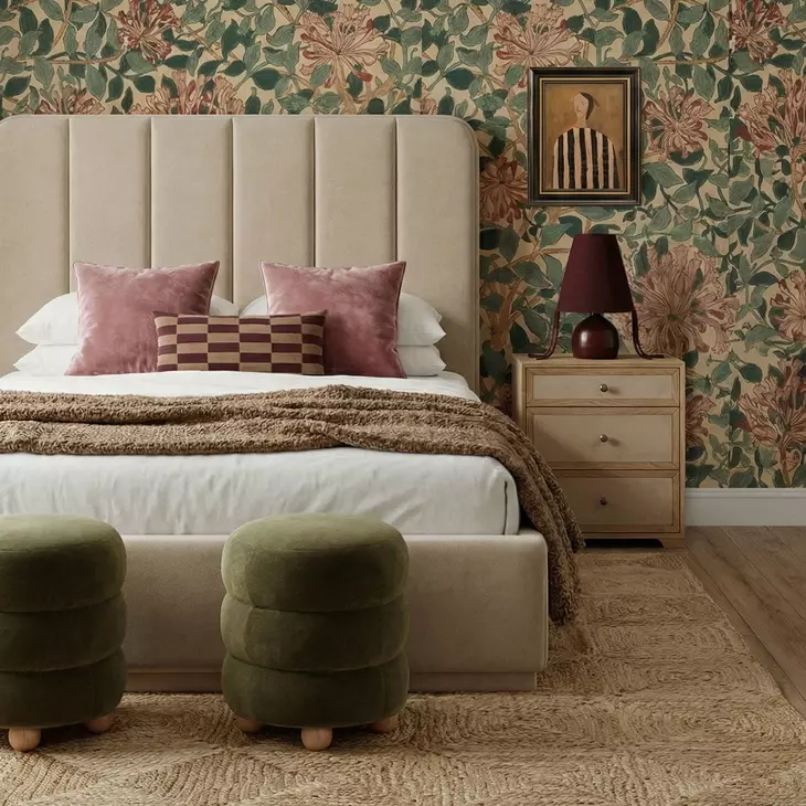 Parker Tan Performance Fabric King Upholstered Panel Bed