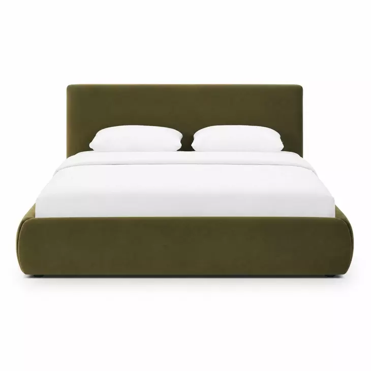 Isla Green Performance Velvet Queen Upholstered Panel Bed