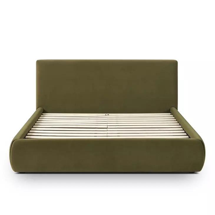 Isla Green Performance Velvet Queen Upholstered Panel Bed