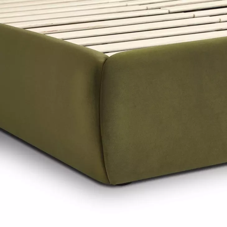 Isla Green Performance Velvet Queen Upholstered Panel Bed
