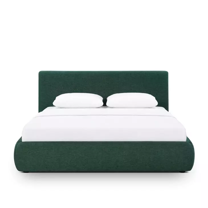 Isla Forest Green Performance Chenille Queen Upholstered Panel Bed