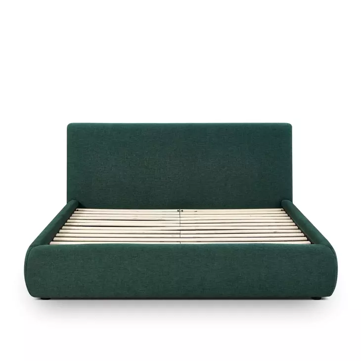 Isla Forest Green Performance Chenille Queen Upholstered Panel Bed