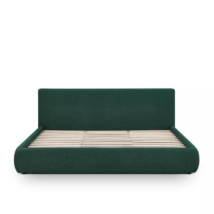 Isla Forest Green Performance Chenille King Upholstered Panel Bed