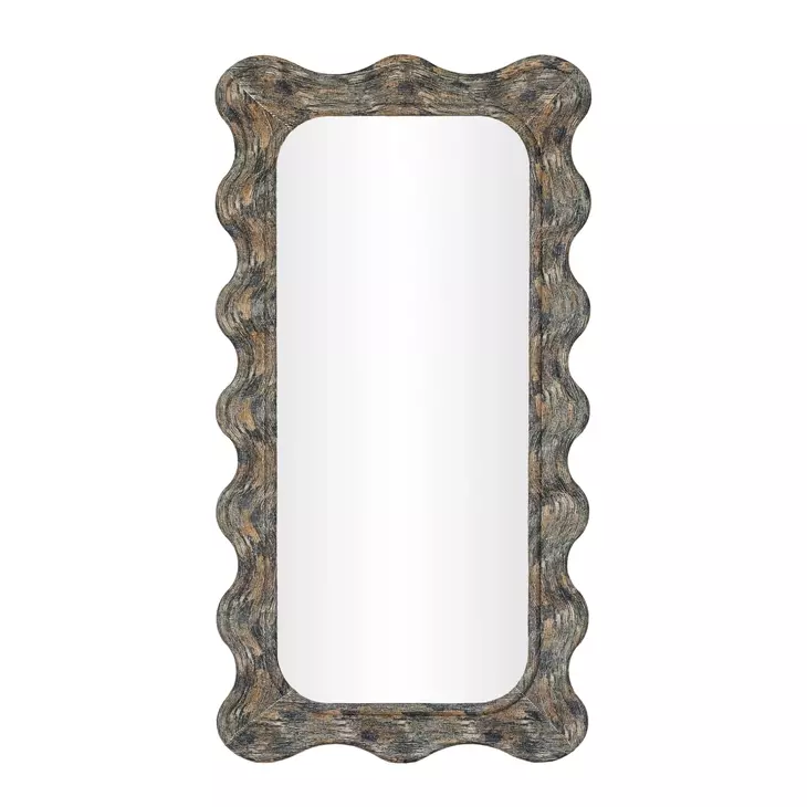 Charlene Watercolor Print Rectangular Squiggle Wall Mirror