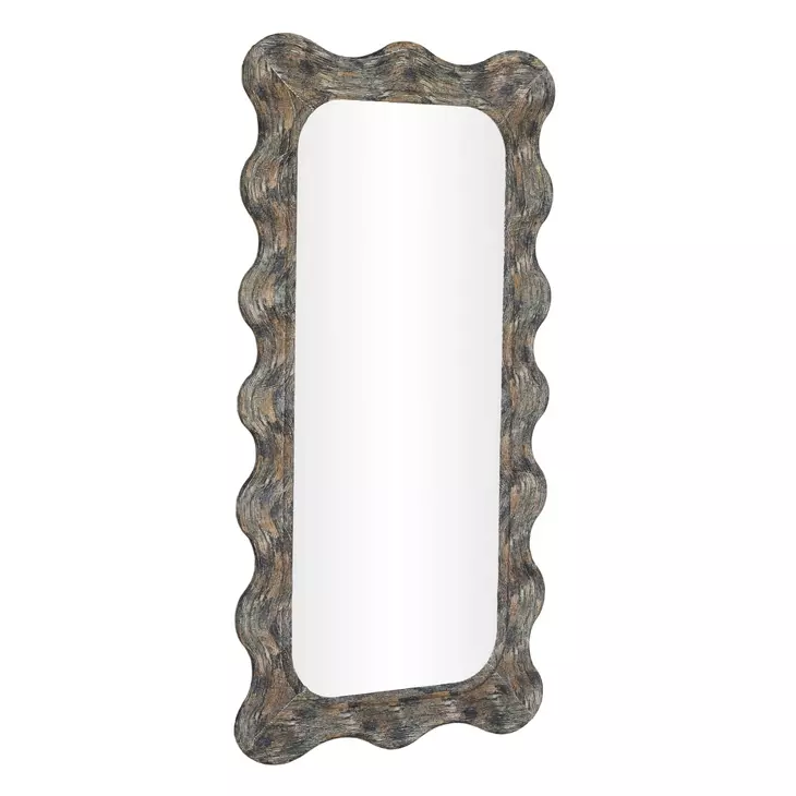 Charlene Watercolor Print Rectangular Squiggle Wall Mirror