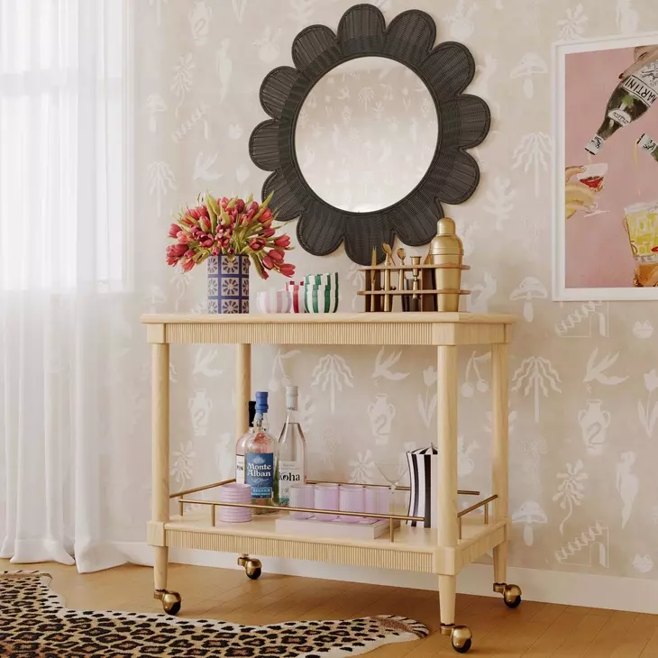 Coralie Black Round Wall Mirror