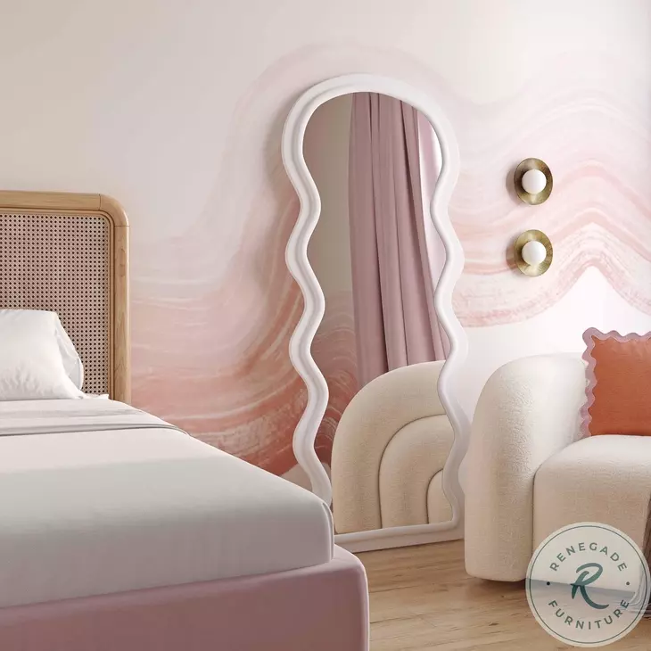 Rhodes Cream Velvet 70" Floor Mirror