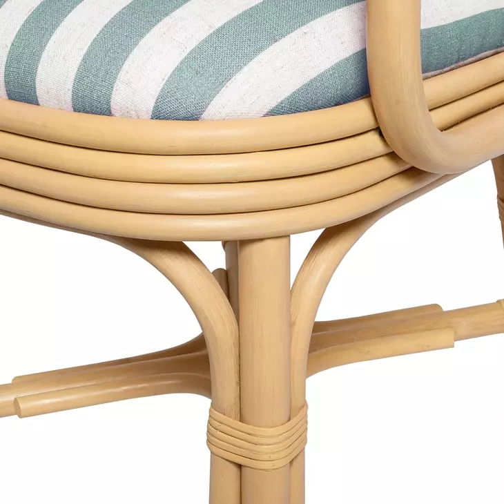 Dorine Mint Green and White Performance Fabric Upholstered Arm Chair