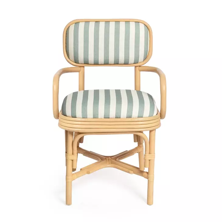Dorine Mint Green and White Performance Fabric Upholstered Arm Chair