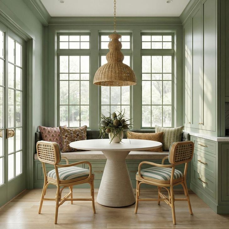 Dorine Mint Green and White Performance Fabric Upholstered Arm Chair