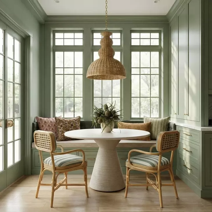 Dorine Mint Green and White Performance Fabric Upholstered Arm