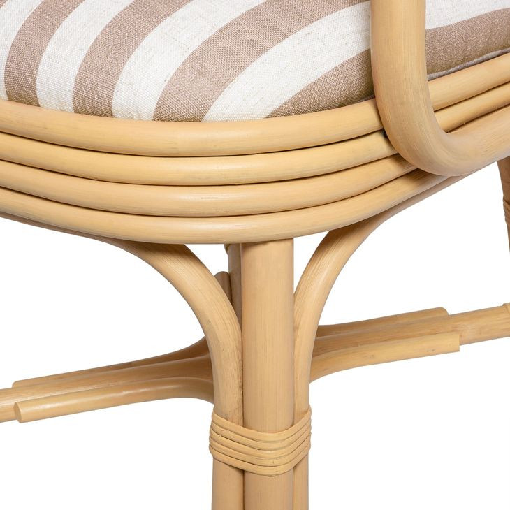 Dorine Khaki and White Performance Fabric Upholstered Arm Chair