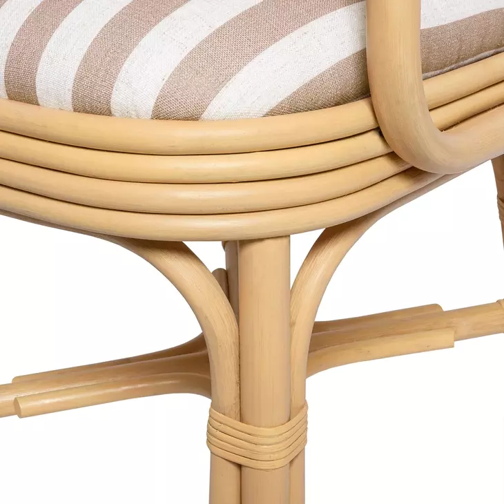Dorine Khaki and White Performance Fabric Upholstered Arm Chair