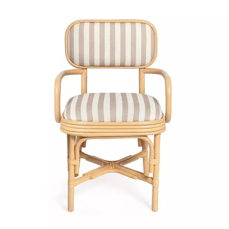Dorine Khaki and White Performance Fabric Upholstered Arm Chair