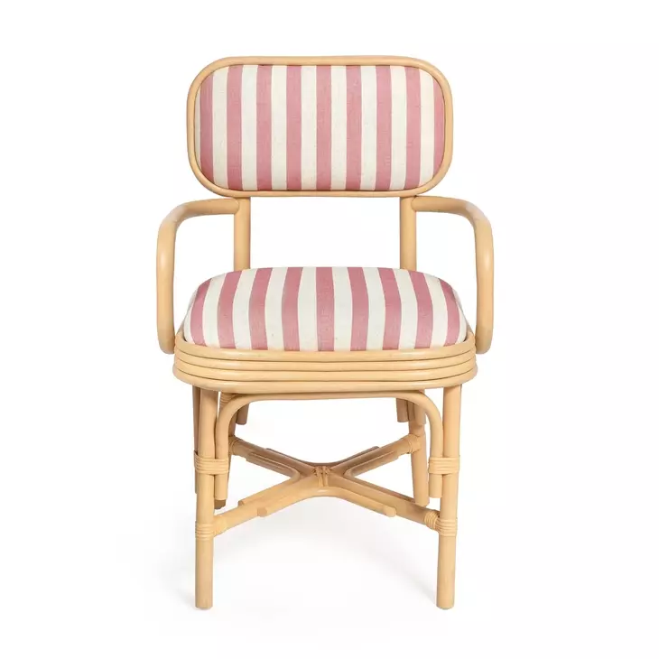 Dorine Cherry and White Performance Fabric Upholstered Arm Chair