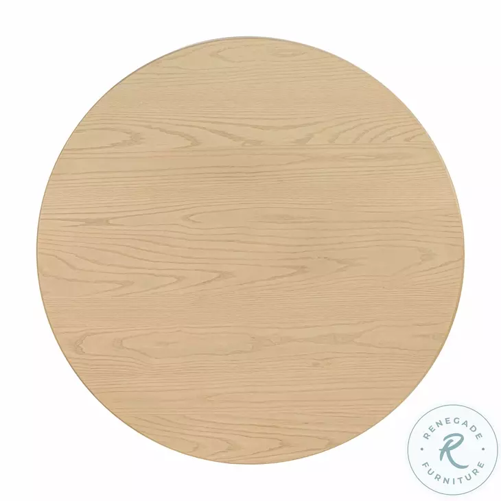 ★mi★ColemanNaturalWoodRollTable 90 Chelsea Natural Oak Wood Round Dining Table From TOV