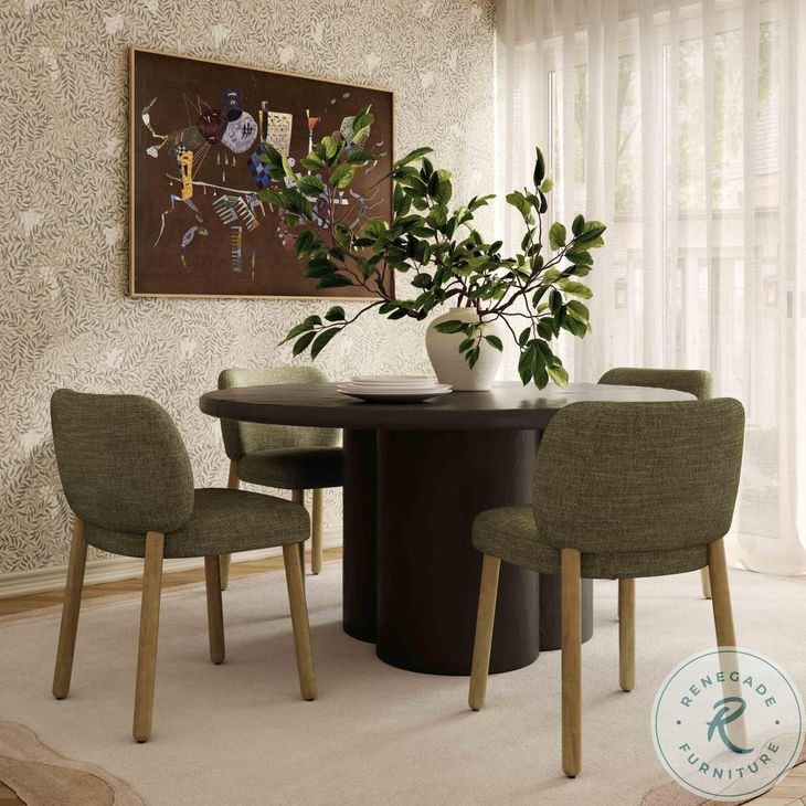 Foxy Olive Green Textured Performance Fabric Dining Chair