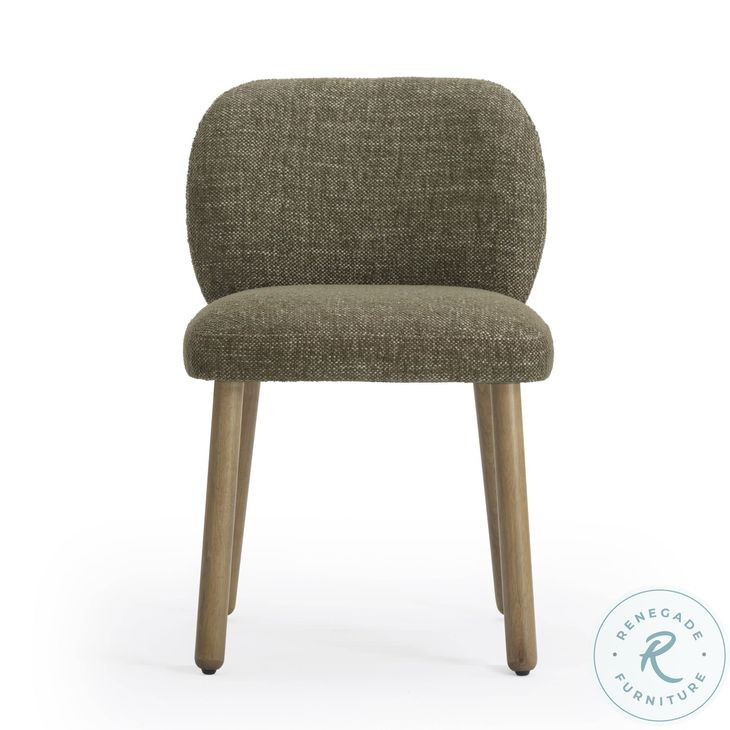 Foxy Olive Green Textured Performance Fabric Dining Chair