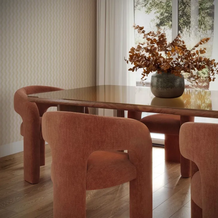 Malone Rust Red Performance Fabric Upholstered Dining Chair