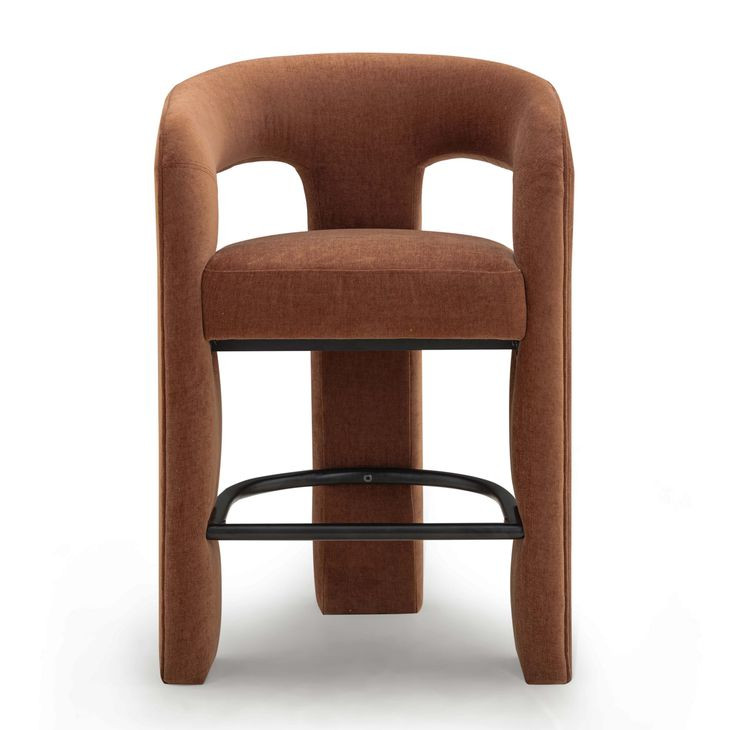 Malone Rust Red Performance Fabric Upholstered Counter Height Stool