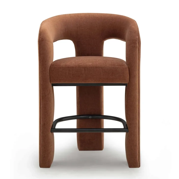 Malone Rust Red Performance Fabric Upholstered Counter Height Stool