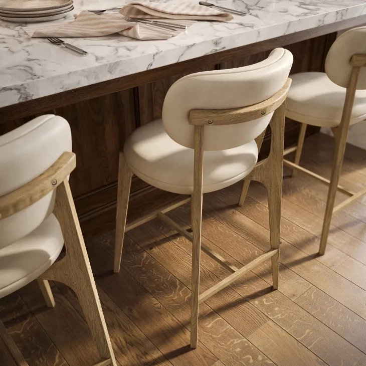 Carnation Cream Upholstered Counter Height Stool