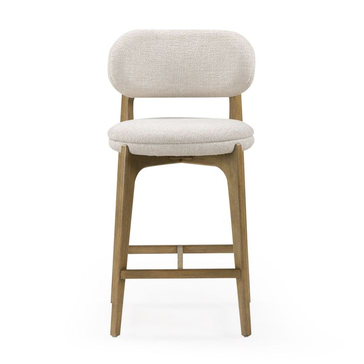 Carnation Cream Performance Fabric Upholstered Counter Height Stool