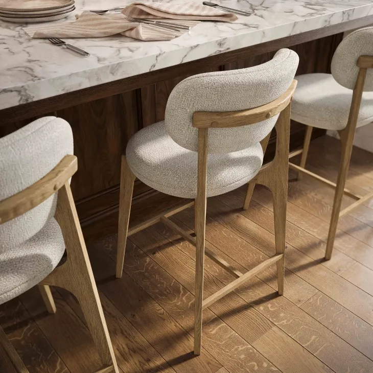 Carnation Cream Performance Fabric Upholstered Counter Height Stool