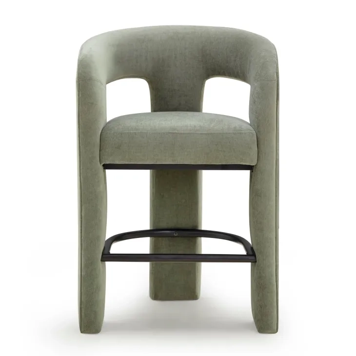 Malone Green Performance Fabric Upholstered Counter Height Stool