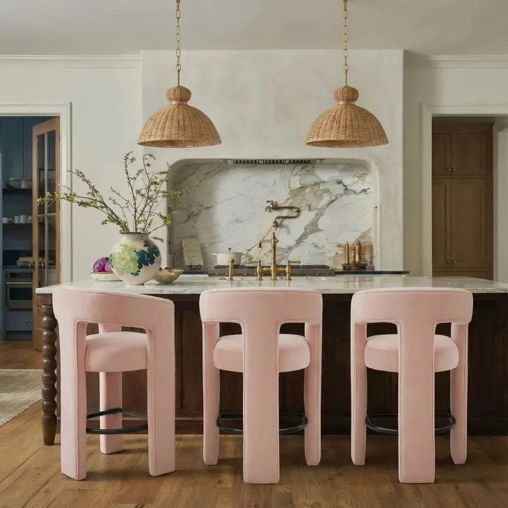 Malone Blush Performance Fabric Upholstered Counter Height Stool