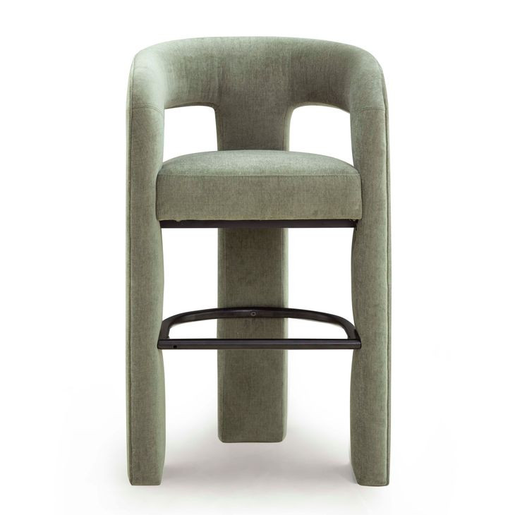Malone Green Performance Fabric Upholstered Bar Stool