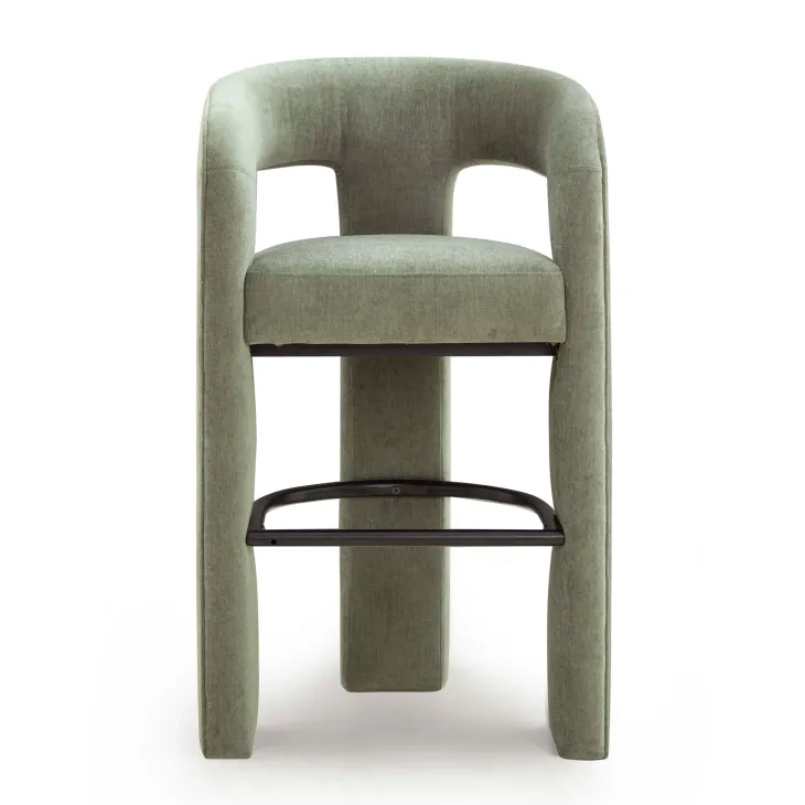 Malone Green Performance Fabric Upholstered Bar Stool