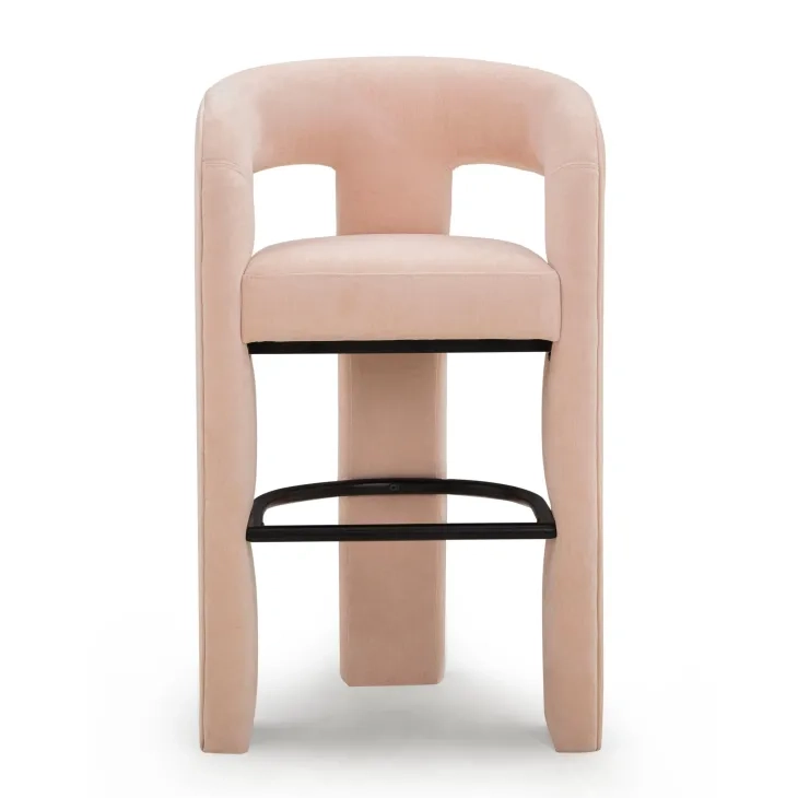 Malone Blush Performance Fabric Upholstered Bar Stool