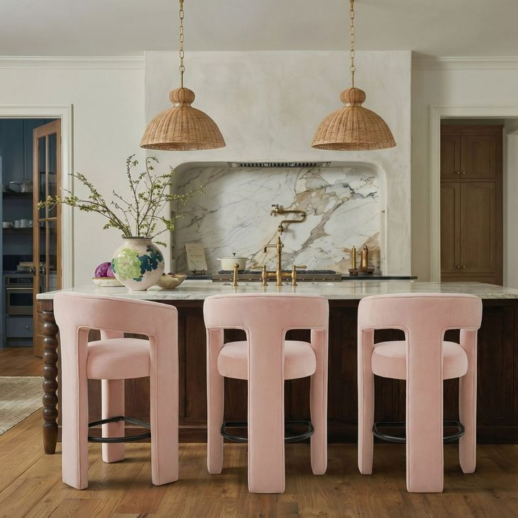 Malone Blush Performance Fabric Upholstered Bar Stool