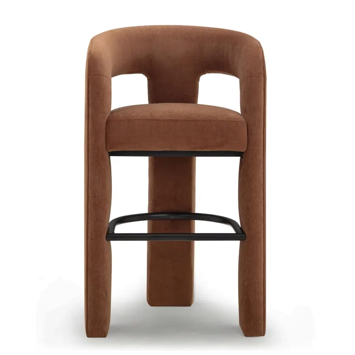 Malone Rust Red Performance Fabric Upholstered Bar Stool