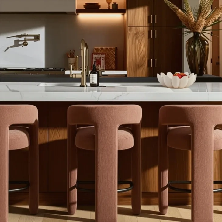 Malone Rust Red Performance Fabric Upholstered Bar Stool
