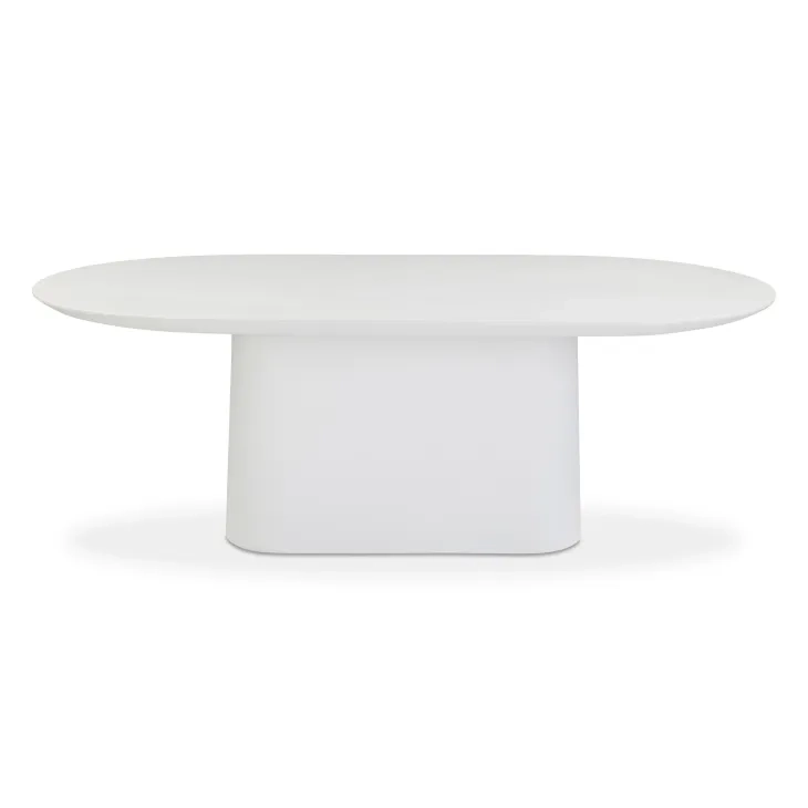 Nara Pure White Oval Outdoor Concrete Dining Room Set