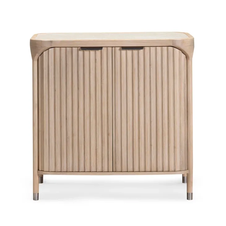 Yaha Natural and White 2 Door Bar Cabinet