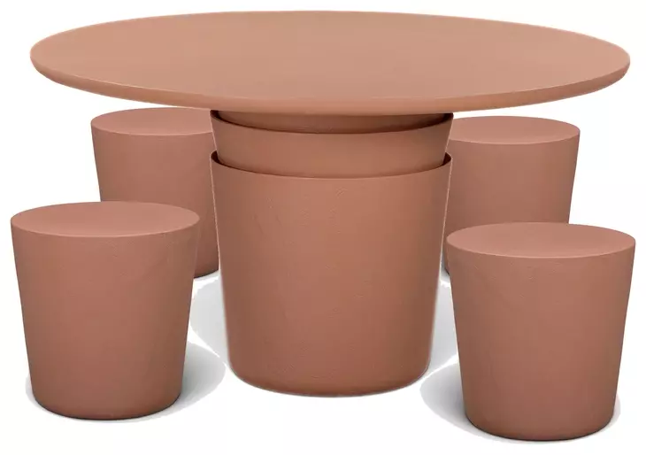 Margot Red Terracotta Outdoor Round Dining Room Set