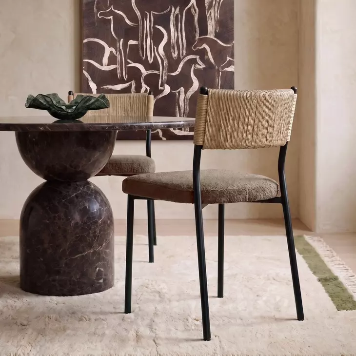 Celine Brown Performance Boucle Upholstered Dining Chair Set of 2
