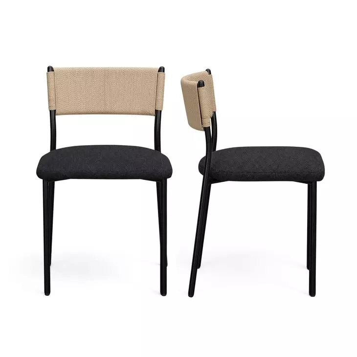 Celine Black Performance Boucle Upholstered Dining Chair Set of 2