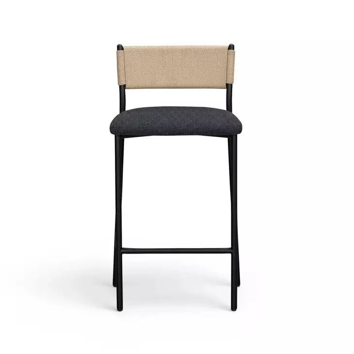 Celine Black Performance Boucle Upholstered Counter Height Stool